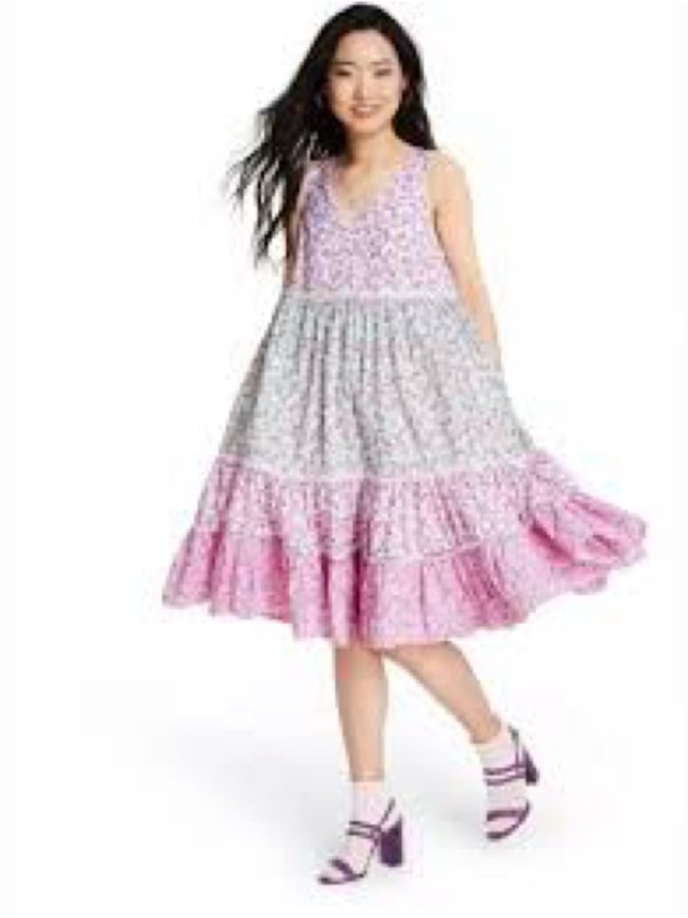 LoveShackFancy for Target Camille Babydoll Dress XS Pink Floral Lace Tiered